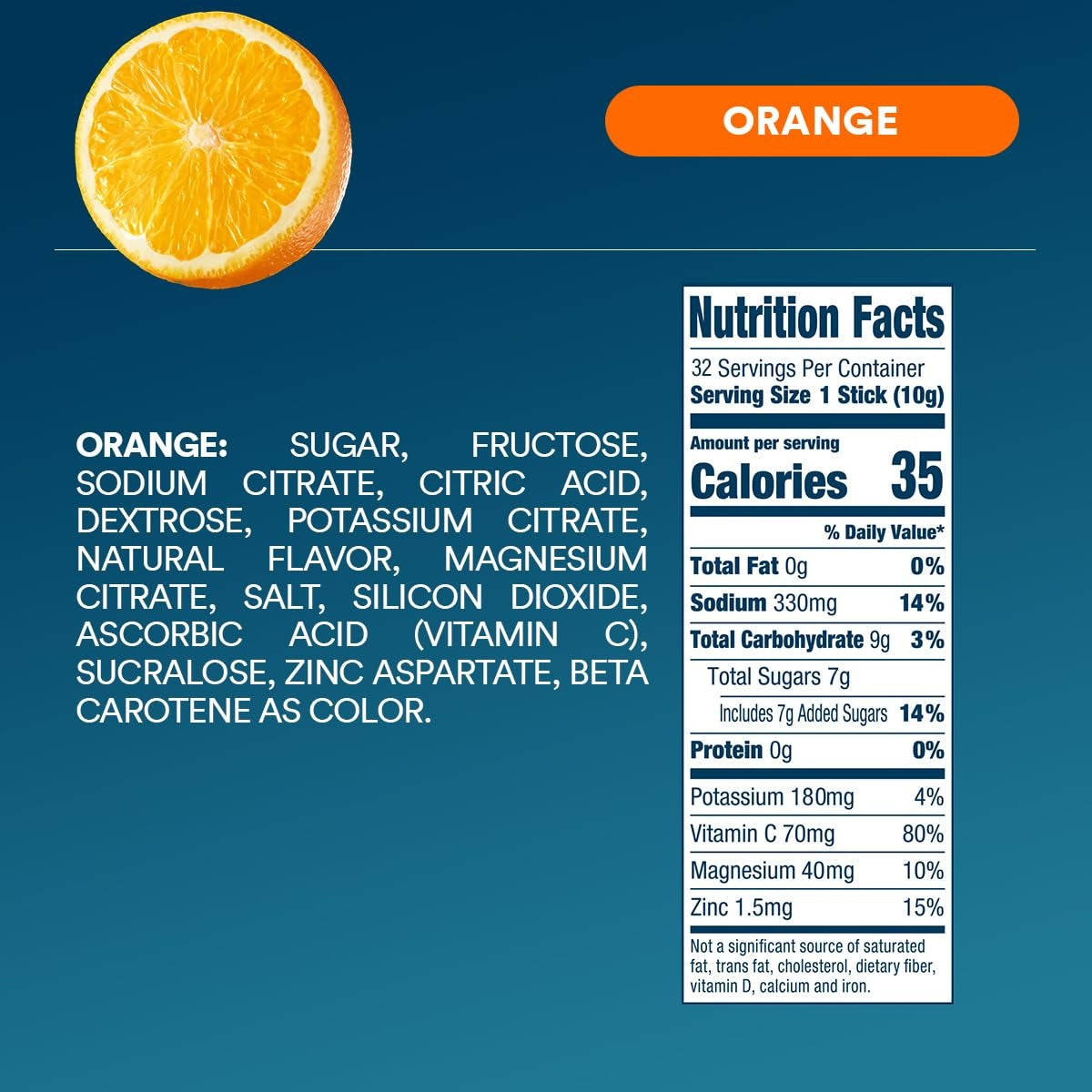 DripDrop Orange Electrolyte Powder, 8 oz sticks, 32 count - ZOFK