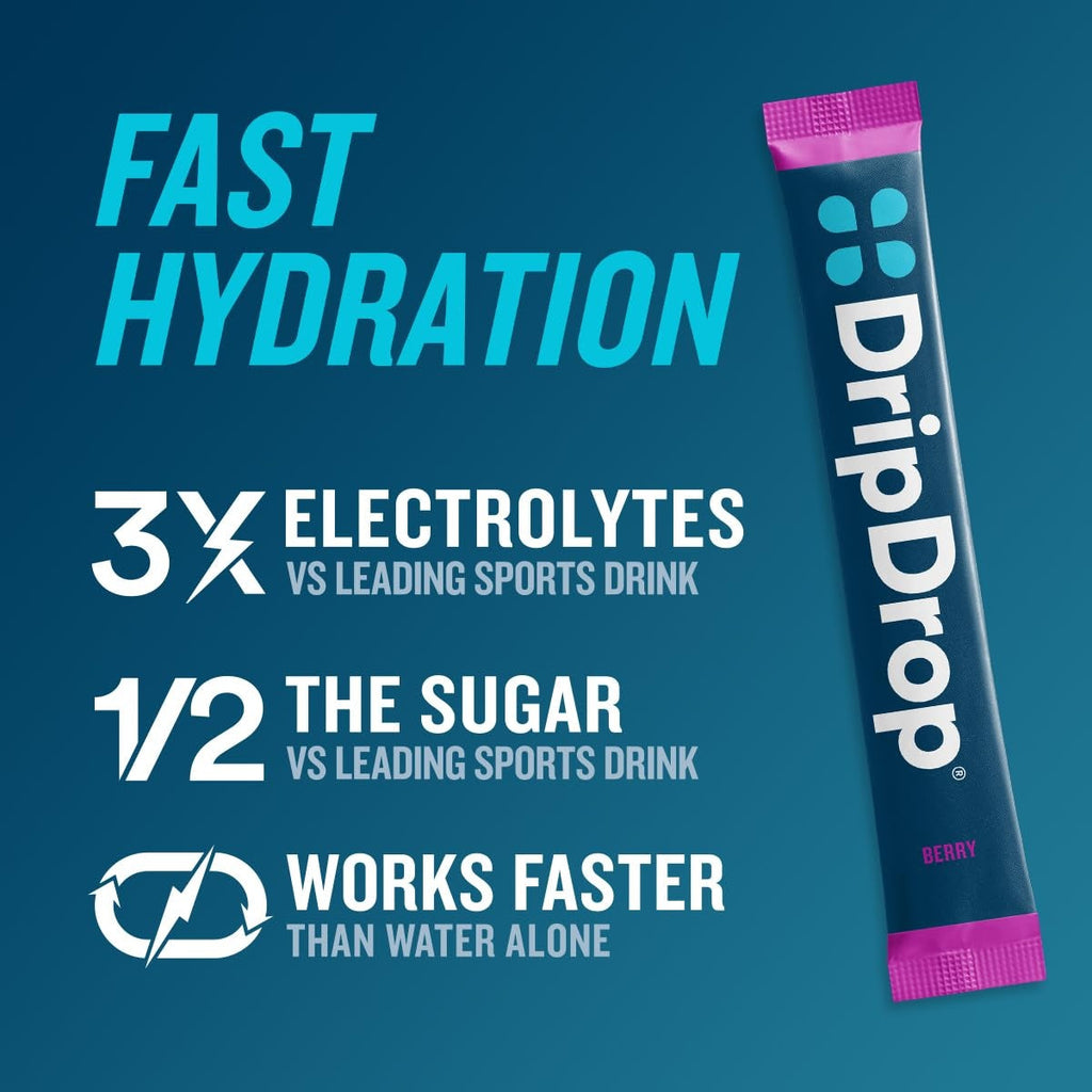 DripDrop Berry Electrolyte Powder, 8 oz sticks, 32 count - MHRC