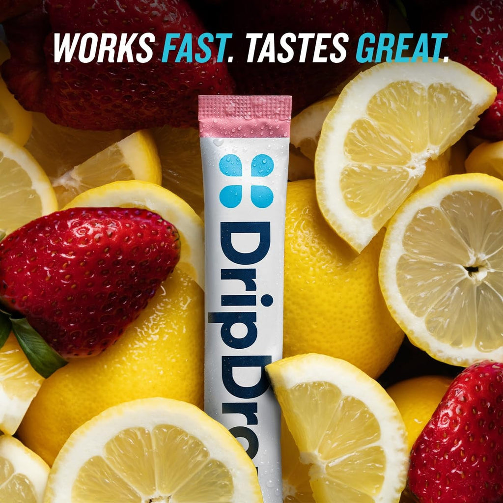 DripDrop Zero Sugar Strawberry Lemonade Electrolyte Powder, 8 oz sticks, 32 count - 9QQP