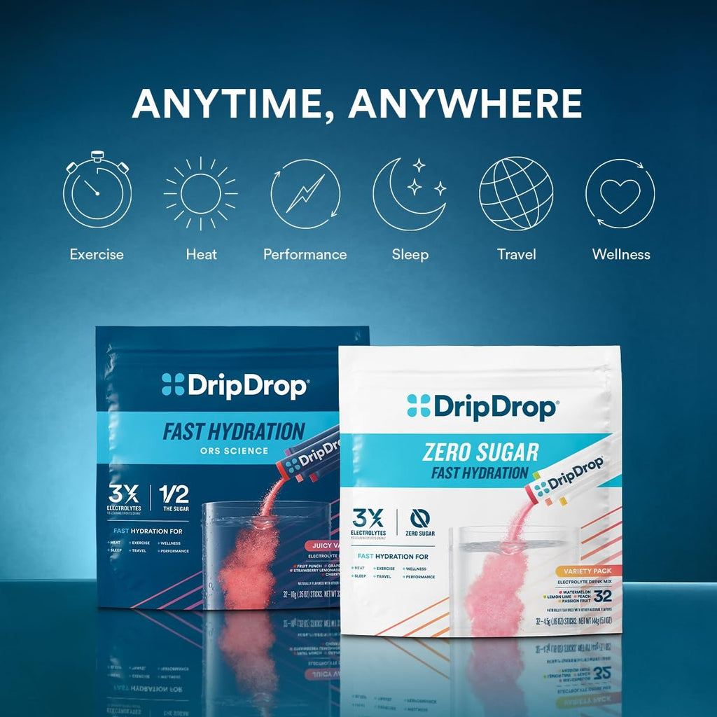 DripDrop Bold Variety Pack Electrolyte Powder, 8 oz sticks, 16 count - 8DZH