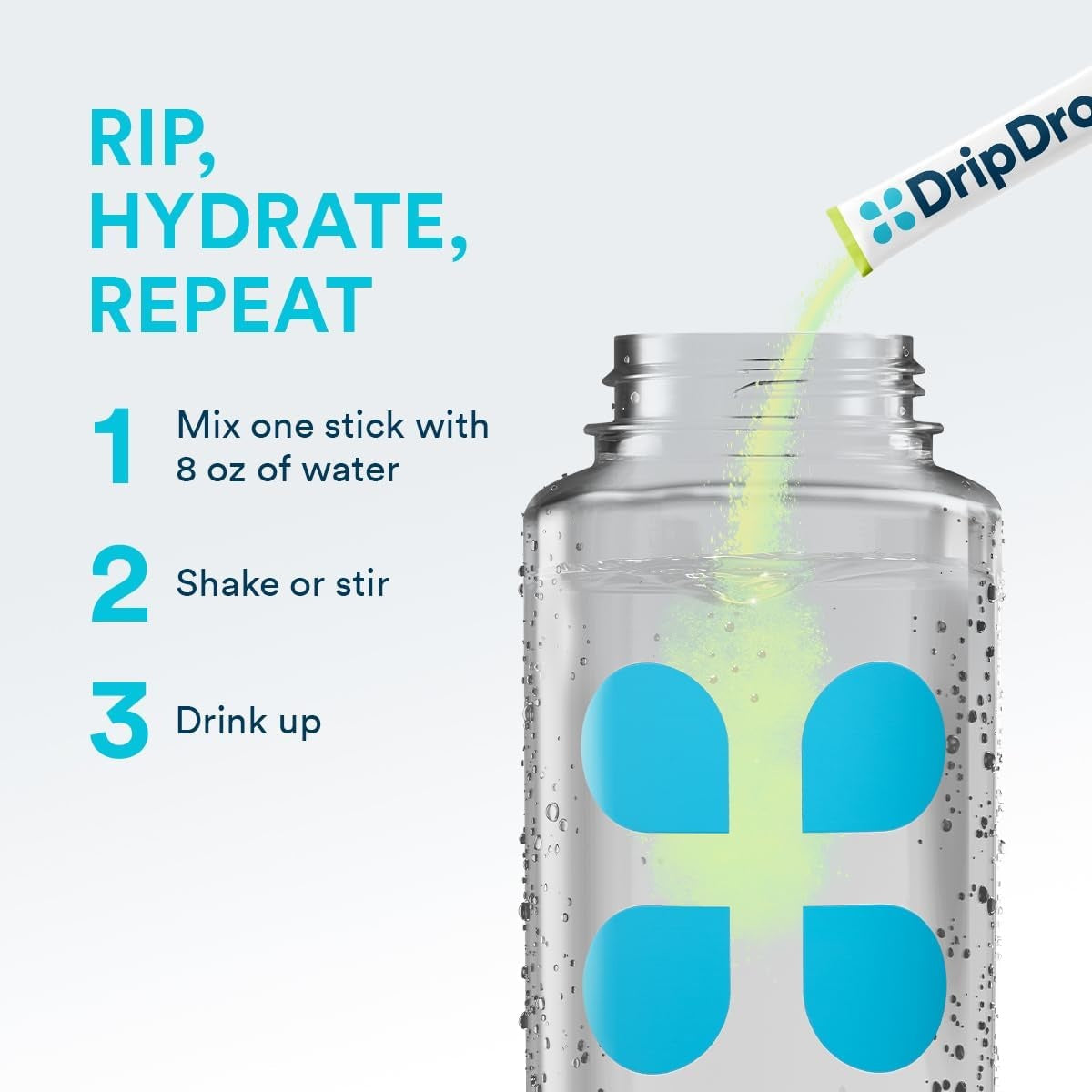 DripDrop Zero Sugar Lemon Lime Electrolyte Powder, 8 oz sticks, 32 count - HB67