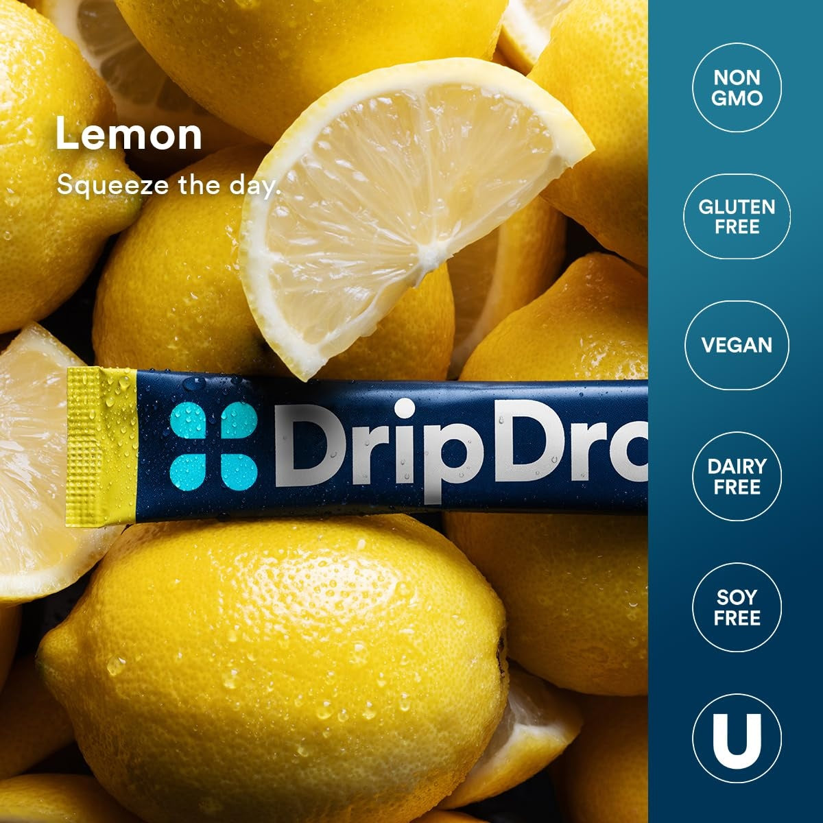 DripDrop Lemon Electrolyte Powder, 8 oz sticks, 32 count - JSKA