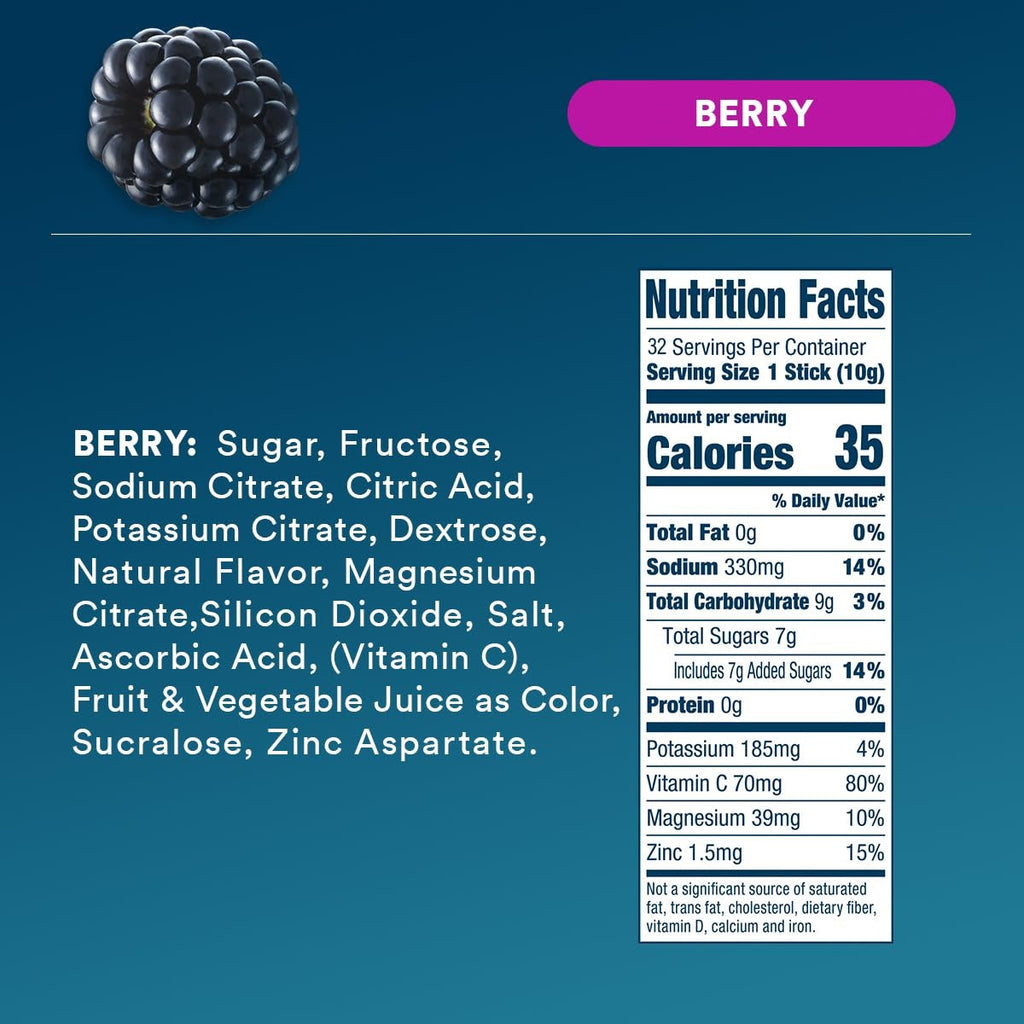 DripDrop Berry Electrolyte Powder, 8 oz sticks, 32 count - MHRC
