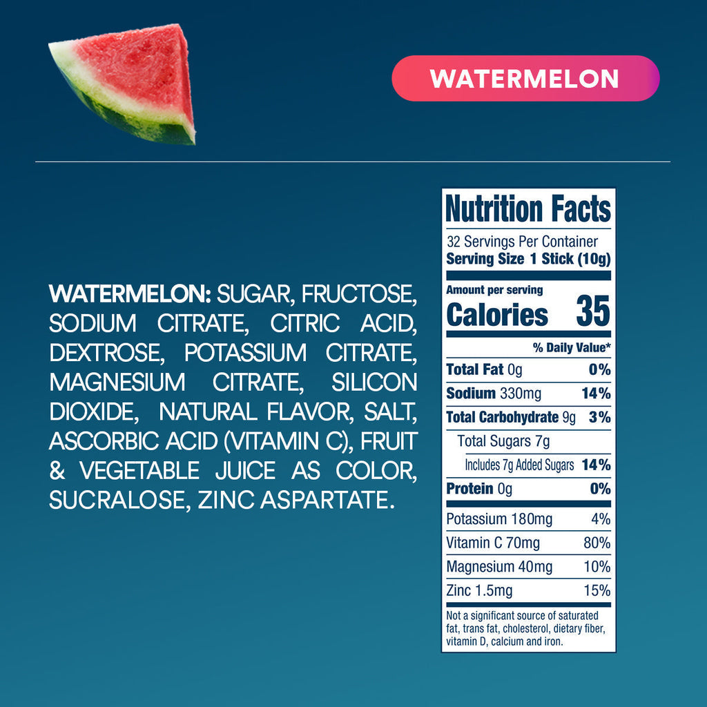 DripDrop Watermelon Electrolyte Powder, 8 oz sticks, 32 count - 03MW