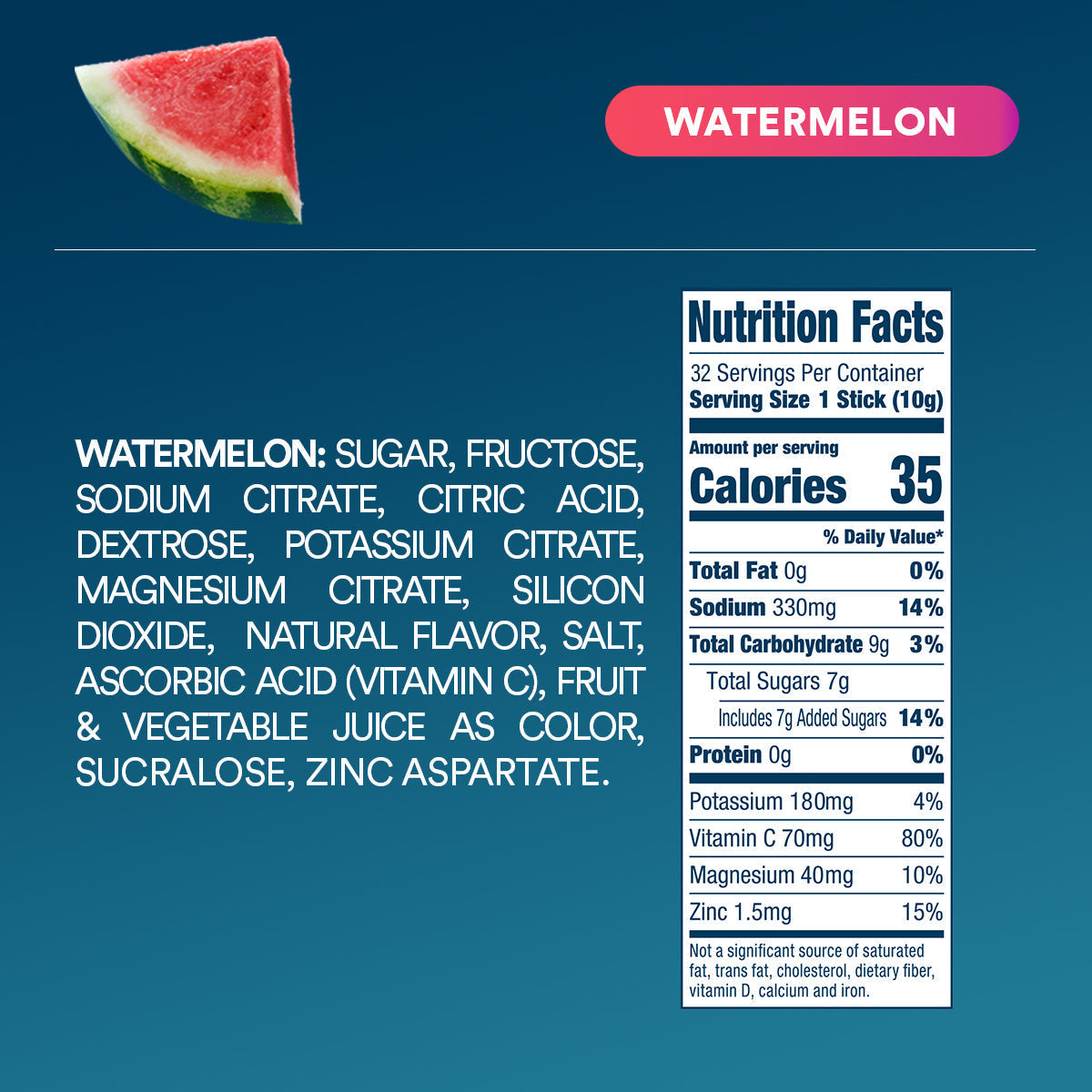 DripDrop Watermelon Electrolyte Powder, 8 oz sticks, 32 count - 03MW