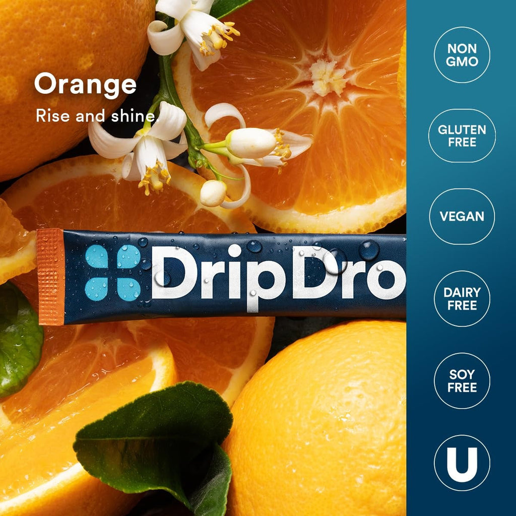 DripDrop Orange Electrolyte Powder, 8 oz sticks, 32 count - ZOFK