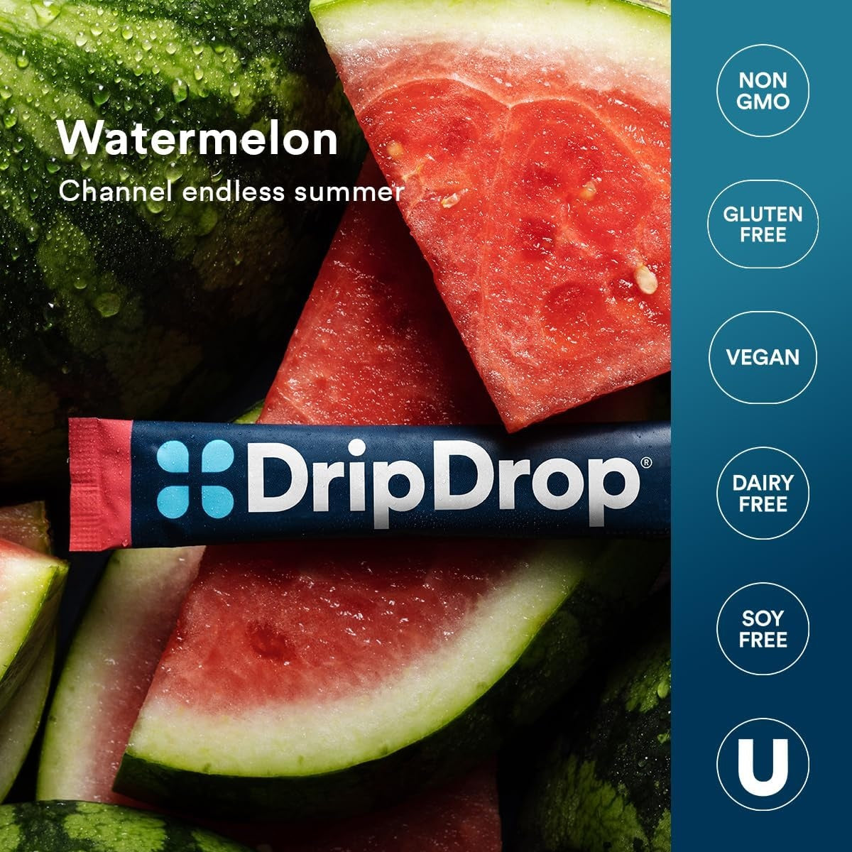 DripDrop Watermelon Electrolyte Powder, 8 oz sticks, 32 count - 03MW