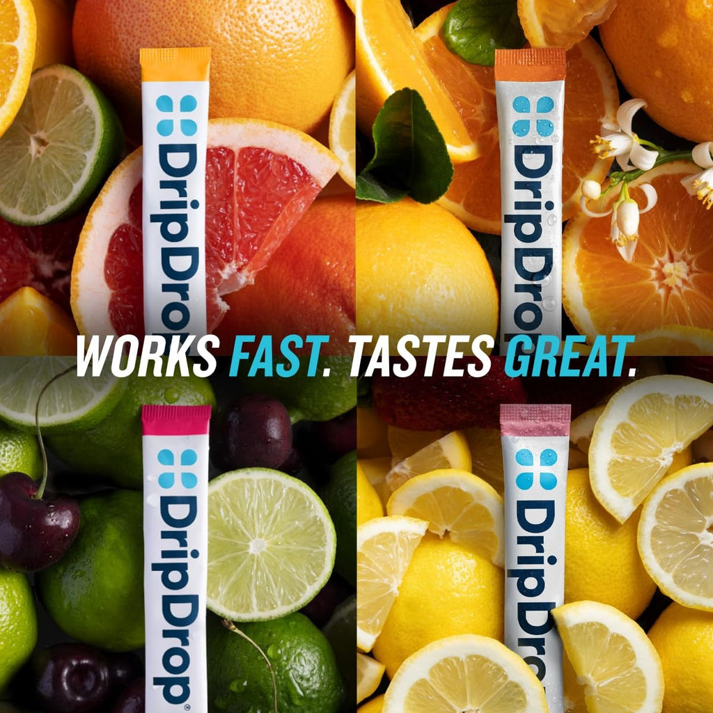 DripDrop Zero Sugar Citrus Variety Pack Electrolyte Powder, 8 oz sticks, 16 count - HRZ5