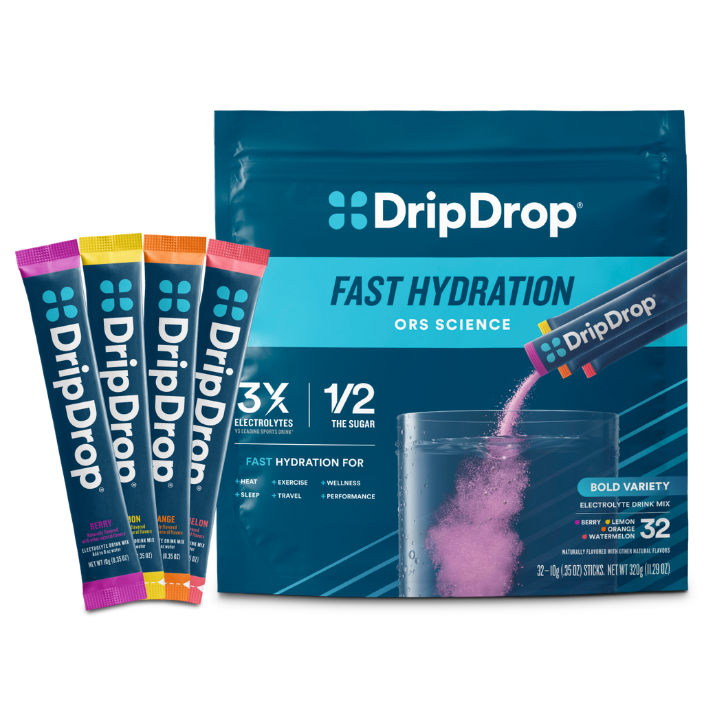 DripDrop Bold Variety Pack Electrolyte Powder, 8 oz sticks, 32 count - RUN7