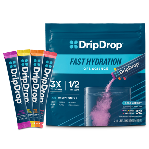 DripDrop Bold Variety Pack Electrolyte Powder, 8 oz sticks, 32 count - RUN7