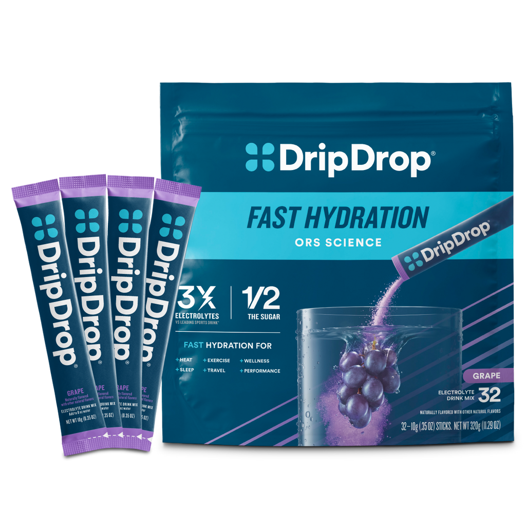 DripDrop Grape Electrolyte Powder, 8 oz sticks, 32 count - LQRC