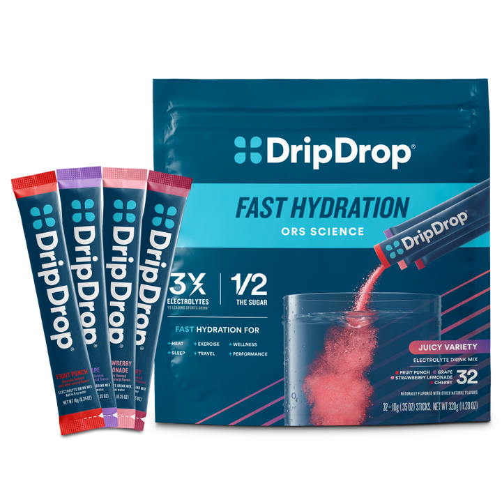 DripDrop Juicy Variety Pack Electrolyte Powder, 8 oz sticks, 32 count - 23P5