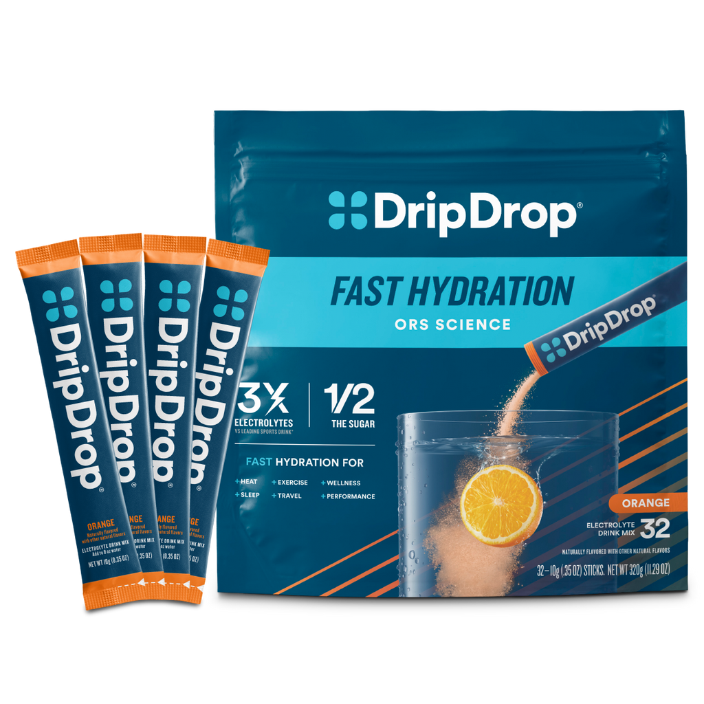 DripDrop Orange Electrolyte Powder, 8 oz sticks, 32 count - ZOFK