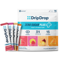 DripDrop Zero Sugar Plus, Watermelon, Tangerine, Tropical Punch, Raspberry Lemonade, 16 oz sticks, 16 count - KM1Y