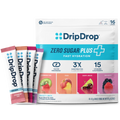 DripDrop Zero Sugar Plus, Strawberry Kiwi, Peach, Cherry Limeade, Wild Berry, 16 oz sticks, 16 count - BRH8