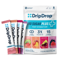 DripDrop Zero Sugar Plus, Strawberry Kiwi, Peach, Cherry Limeade, Wild Berry, 16 oz sticks, 8 count - 93HR