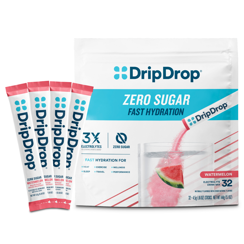 DripDrop Zero Sugar Watermelon Electrolyte Powder, 8 oz sticks, 32 count - WE7D