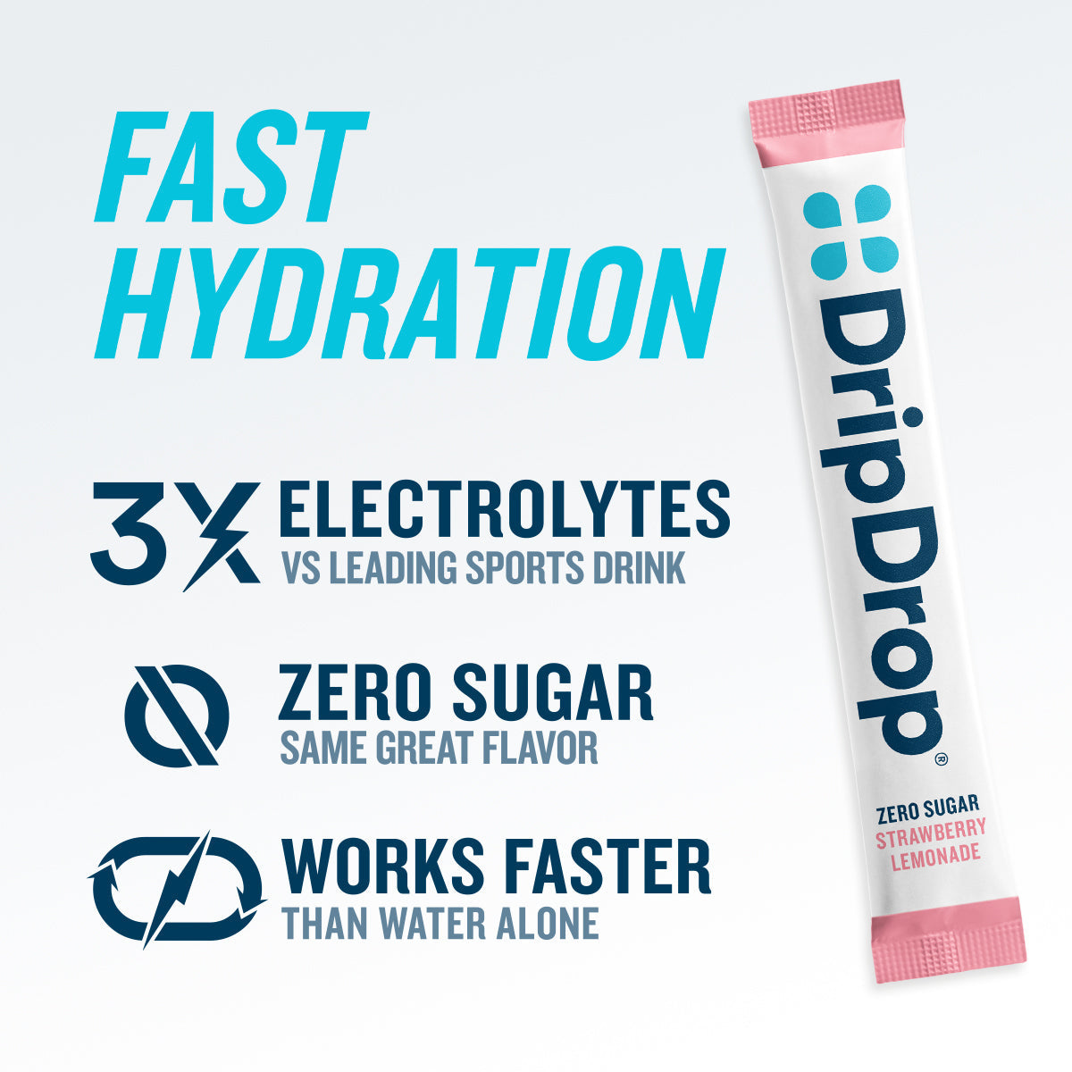 DripDrop Zero Sugar Strawberry Lemonade Electrolyte Powder, 8 oz sticks, 32 count - 9QQP