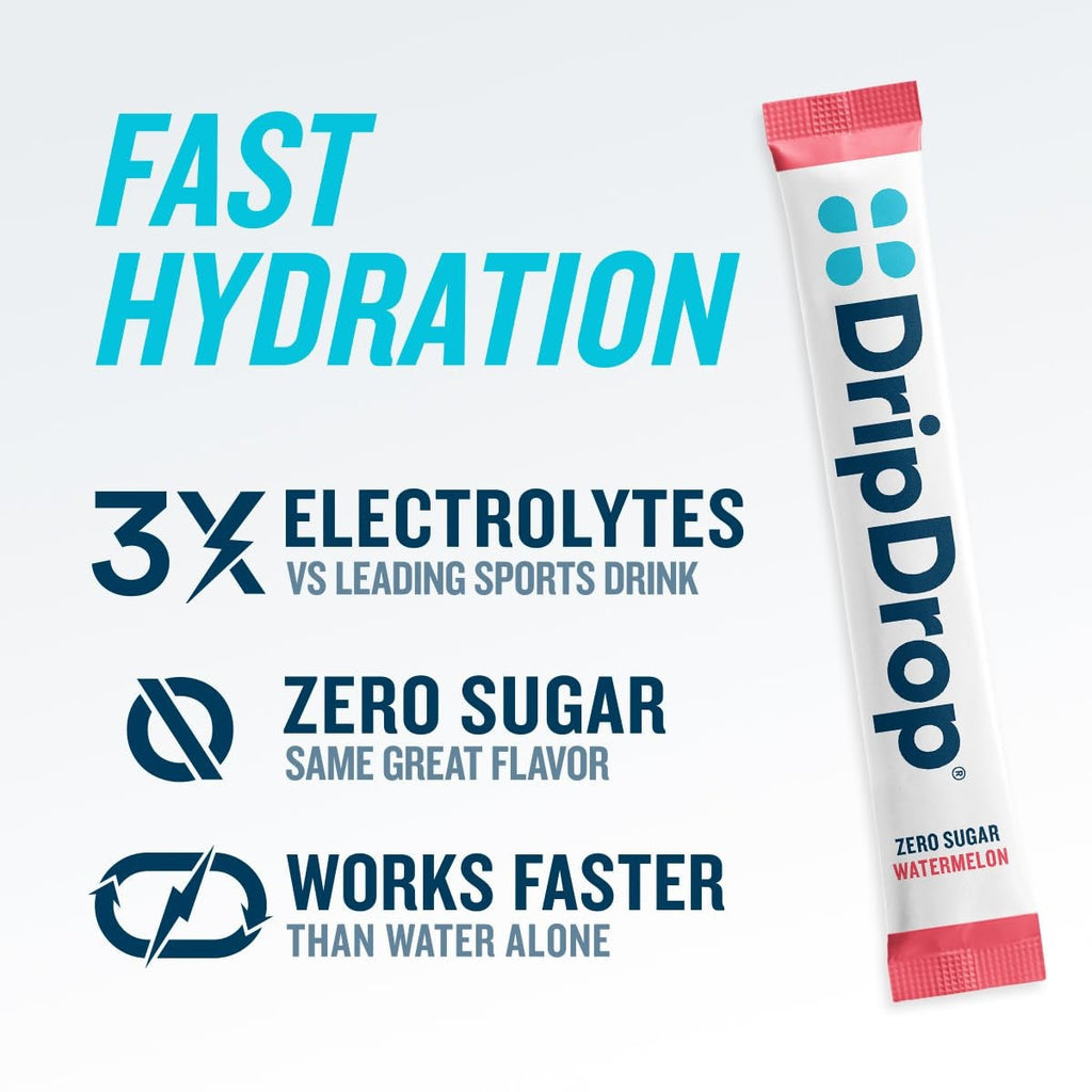 DripDrop Zero Sugar Classic Variety Pack Electrolyte Powder, 8 oz sticks, 32 count - 6THQ