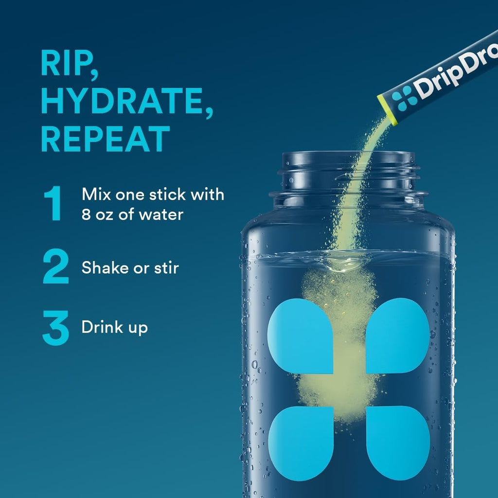 DripDrop Lemon Lime Electrolyte Powder, 8 oz sticks, 32 count - G3YK