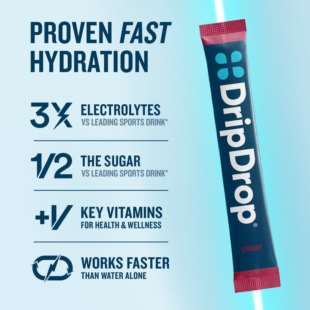 DripDrop Cherry Electrolyte Powder, 8 oz sticks, 32 count - 756S