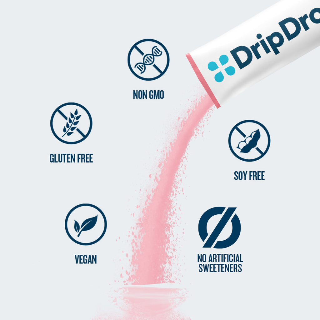 DripDrop Zero Sugar Plus, Strawberry Kiwi, Peach, Cherry Limeade, Wild Berry, 16 oz sticks, 16 count - BRH8