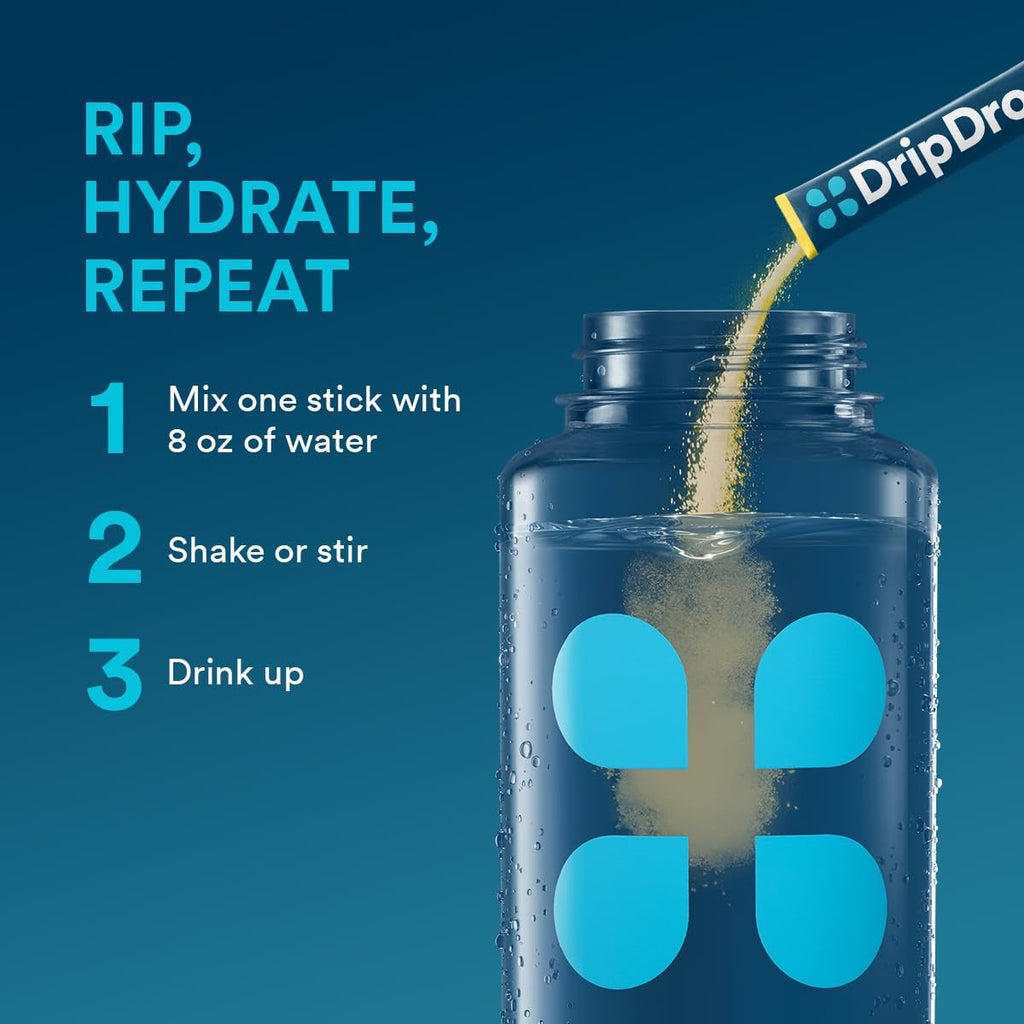 DripDrop Lemon Electrolyte Powder, 8 oz sticks, 32 count - JSKA