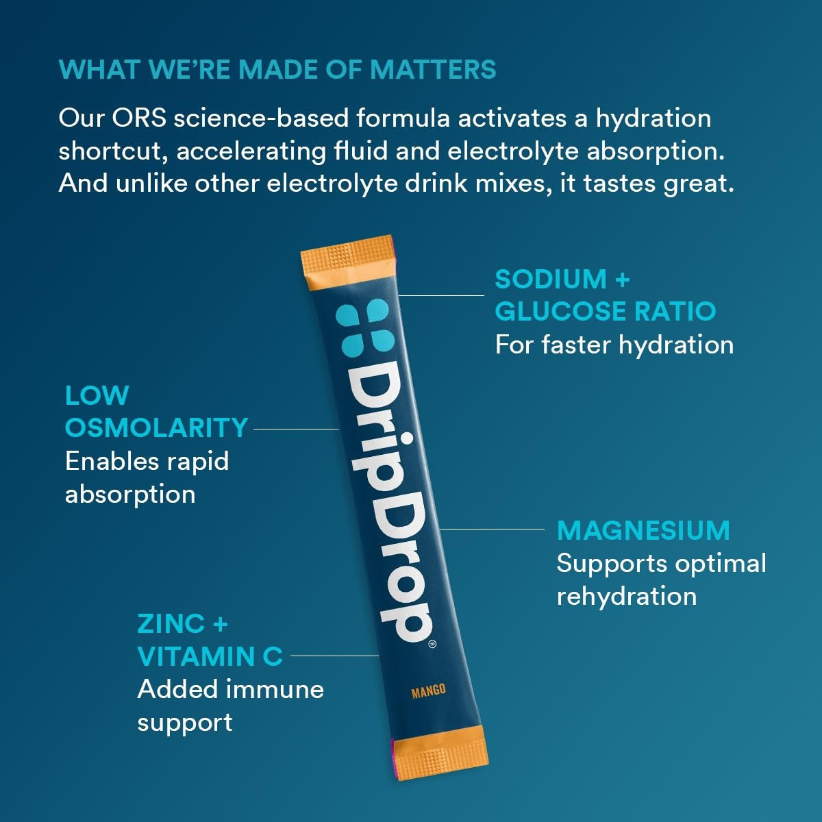 DripDrop Tropical Variety Pack Electrolyte Powder, 8 oz sticks, 16 count - T0BF