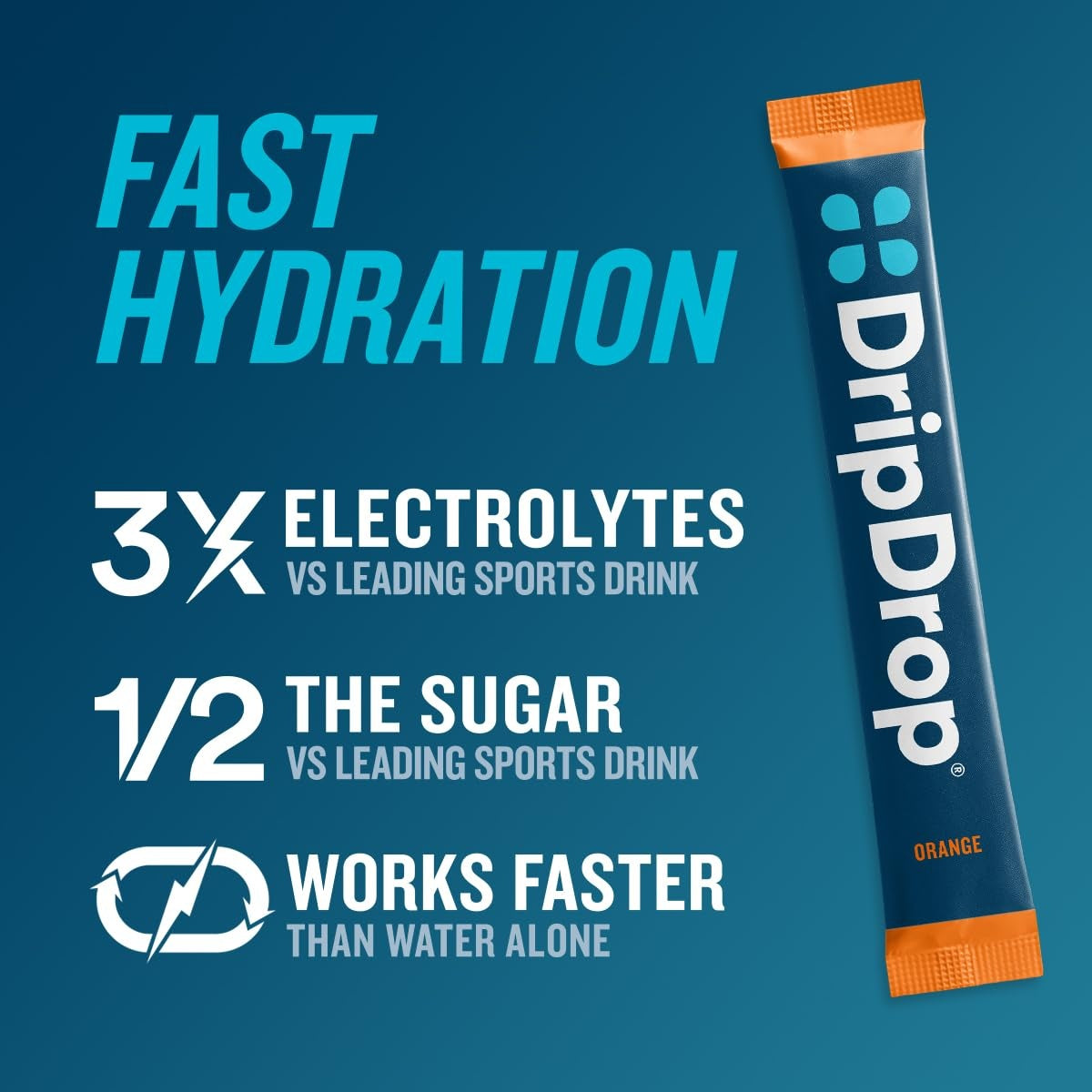 DripDrop Orange Electrolyte Powder, 8 oz sticks, 32 count - ZOFK