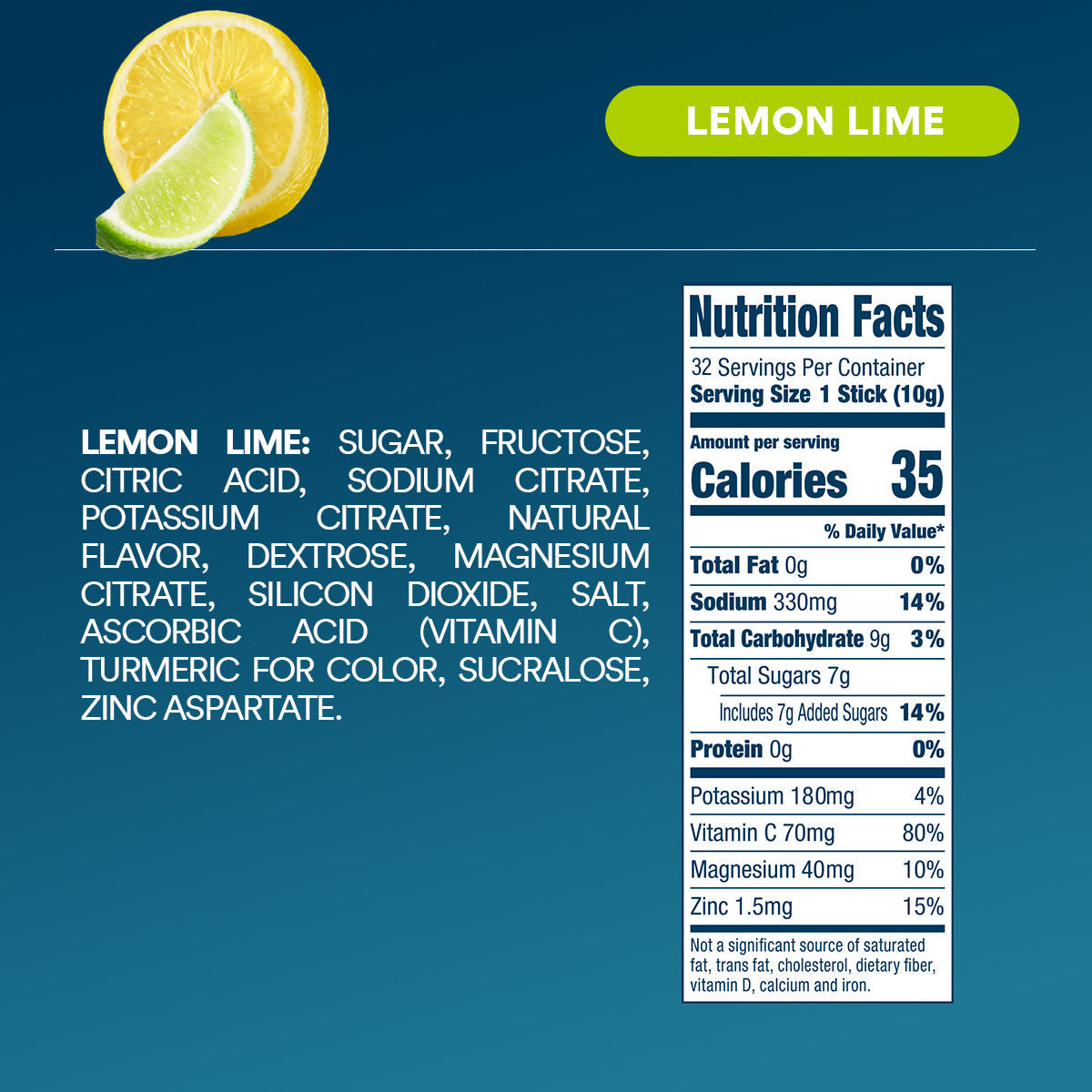 DripDrop Lemon Lime Electrolyte Powder, 8 oz sticks, 32 count - G3YK